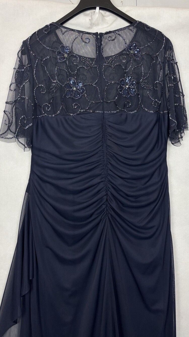 Xscape Plus Size 16W Long Formal Dress Beaded Sequin Illusion Neck Gown Evening - Picture 4 of 13